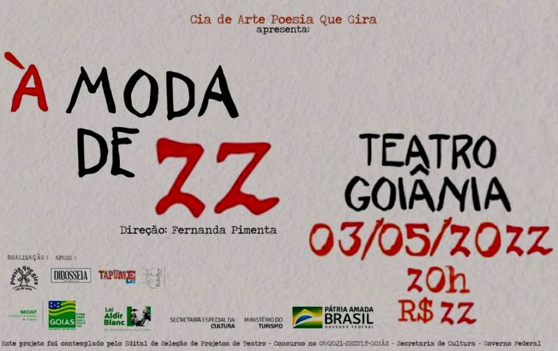 “À moda de 22” da Cia de Arte Poesia que Gira estreia no Teatro Goiânia