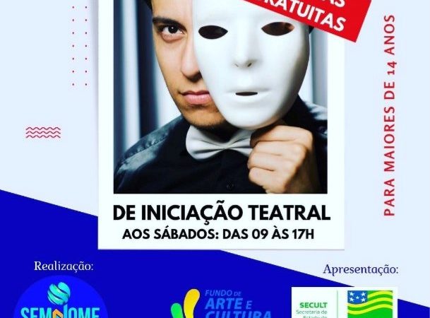 Inscrições abertas para Oficinas gratuitas de Iniciação Teatral da SemNome CiaTeatro