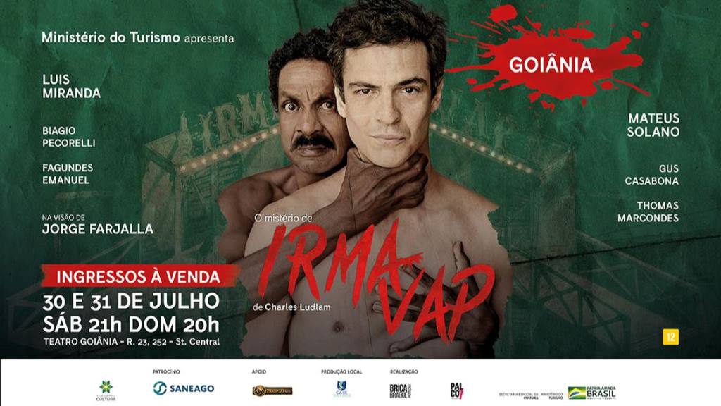 Mateus Solano e Luís Miranda estrelam “O Mistério de Irma Vap” no Teatro Goiânia