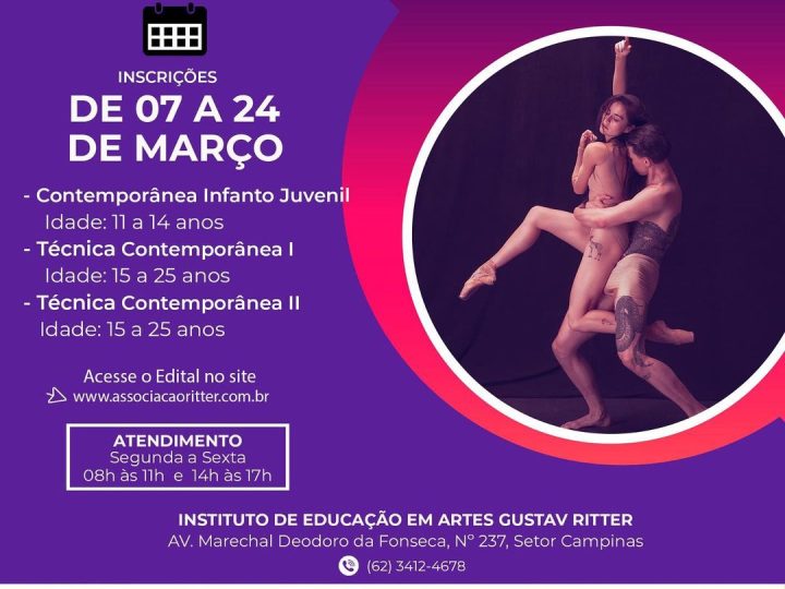 Inscrições abertas para curso gratuito de Dança Contemporânea em Goiânia