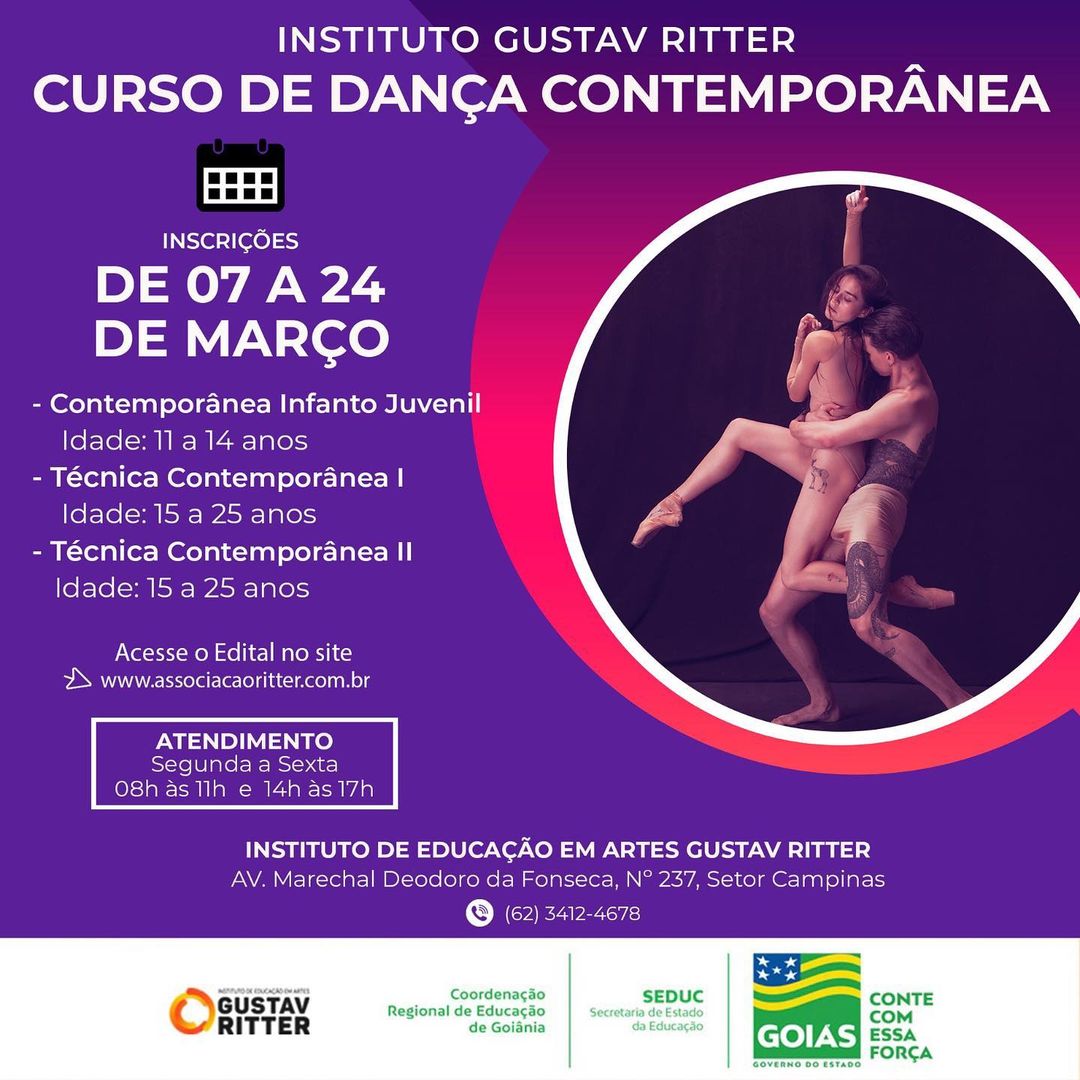 Inscrições abertas para curso gratuito de Dança Contemporânea em Goiânia