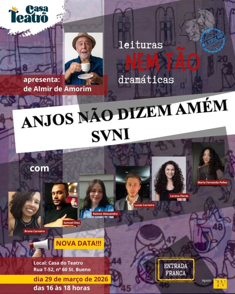 Leitura de “Anjos não dizem Amém” de Almir Amorim abre temporada 2026 do “Leituras Nem Tão Dramáticas”