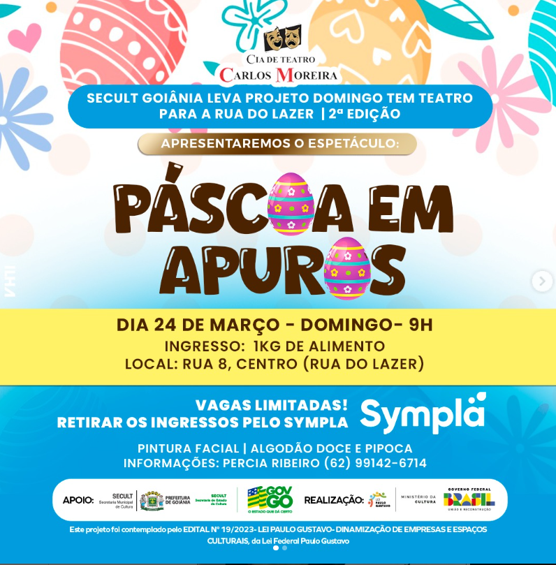 “Páscoa em Apuros”. Teatro, brincadeiras e guloseimas na Rua do Lazer em Goiânia